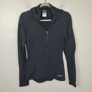 Patagonia Capilene‎ 4 Hoody Womens Small black Waffle 1/2 Zip Jacket Fleece